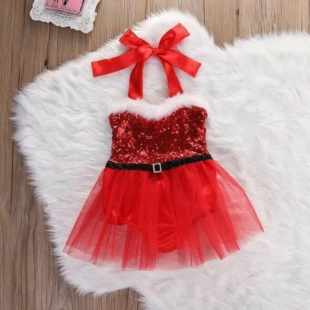 Boutique Santa Baby One-Piece Outfit Christmas Party Romper Bodysuit Photo 3 Mon